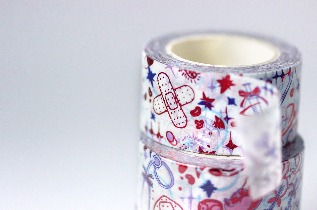 Creepy Cute Medical Imagery Aesthetic Red Foil Washi Decorative Tape by MILQ