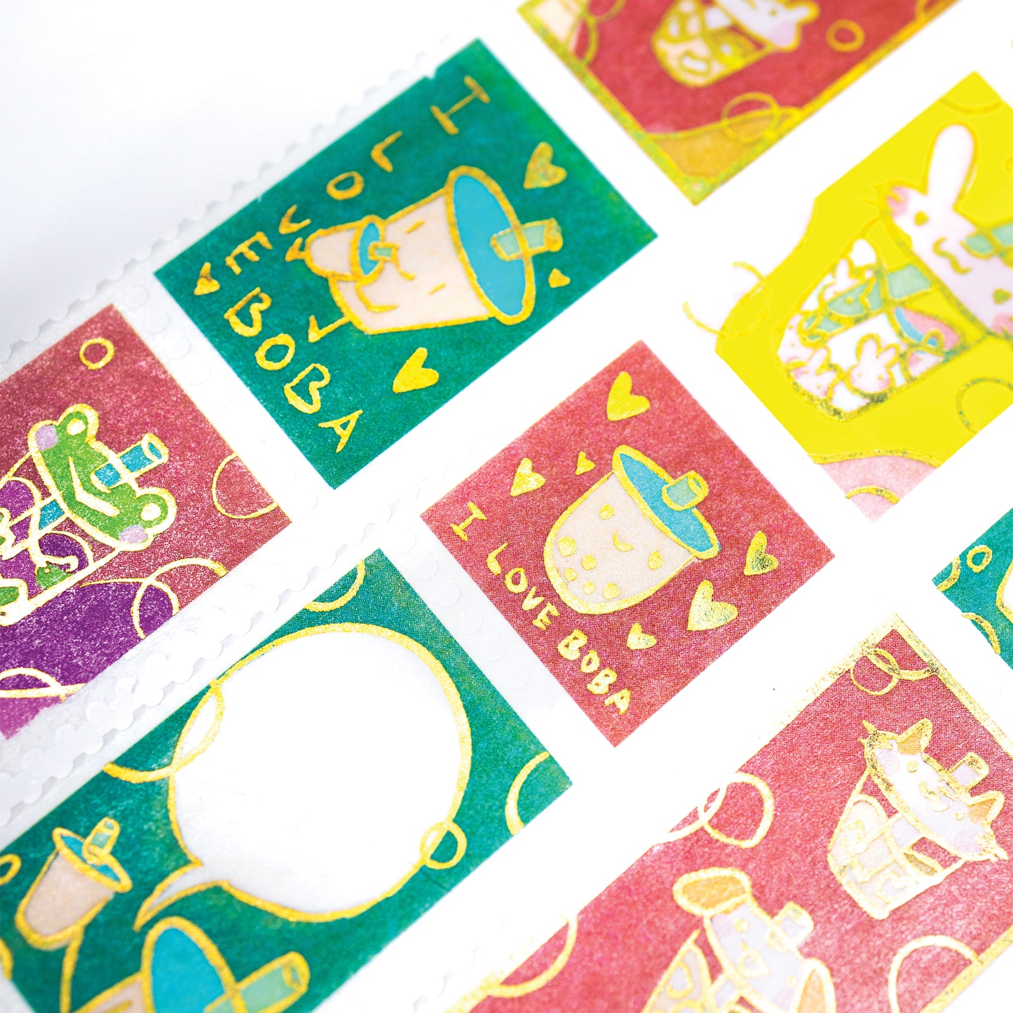 Boba animals cute gold foil clear washi decorative tape by MILQ