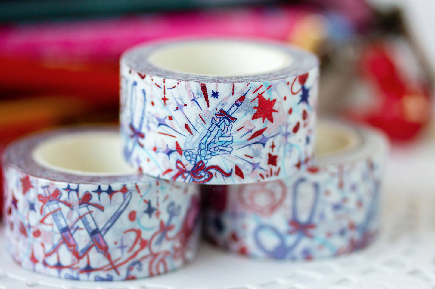 Creepy Cute Medical Imagery Aesthetic Red Foil Washi Decorative Tape by MILQ