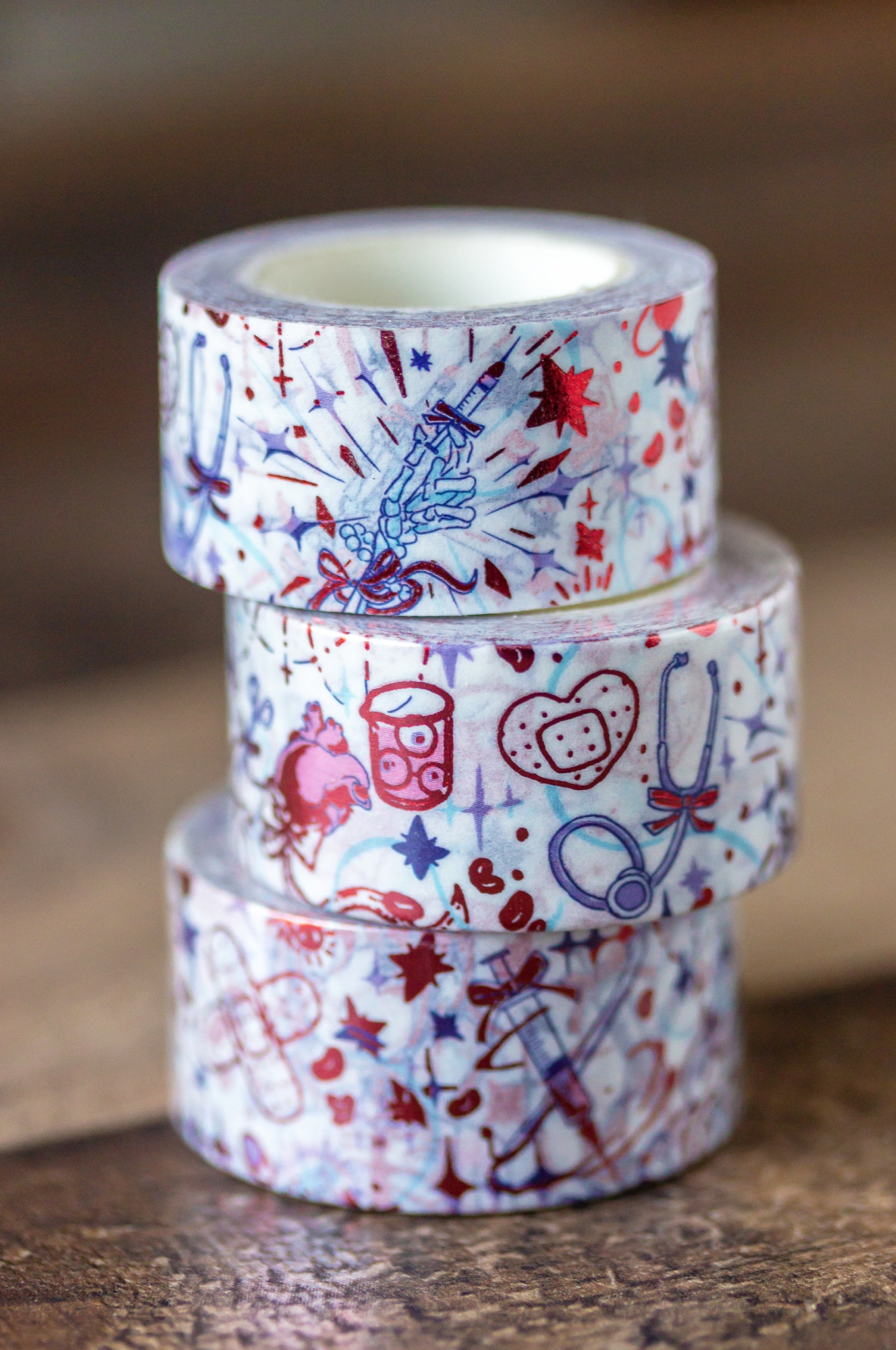 Creepy Cute Medical Imagery Aesthetic Red Foil Washi Decorative Tape by MILQ