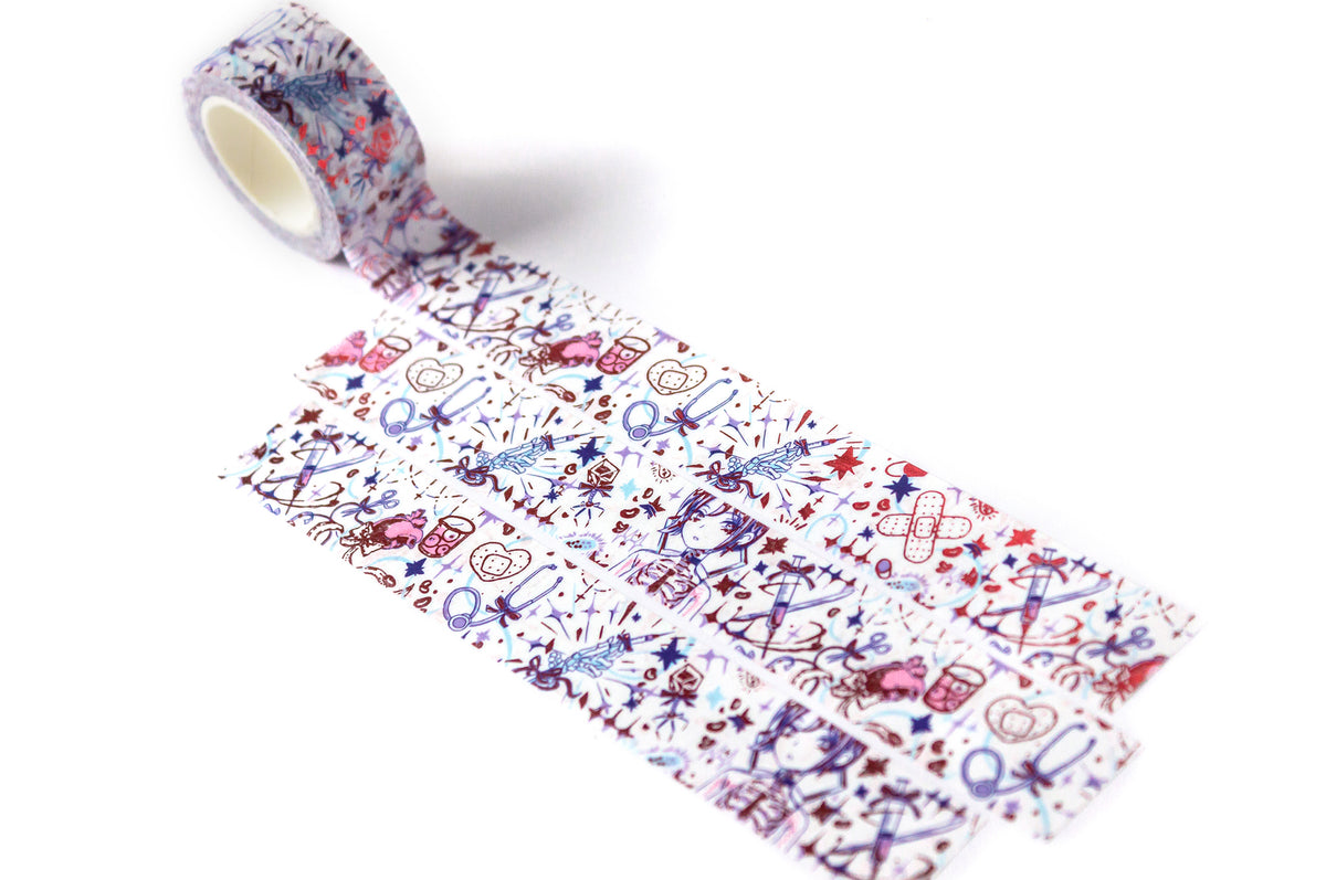 Creepy Cute Medical Imagery Aesthetic Red Foil Washi Decorative Tape by MILQ