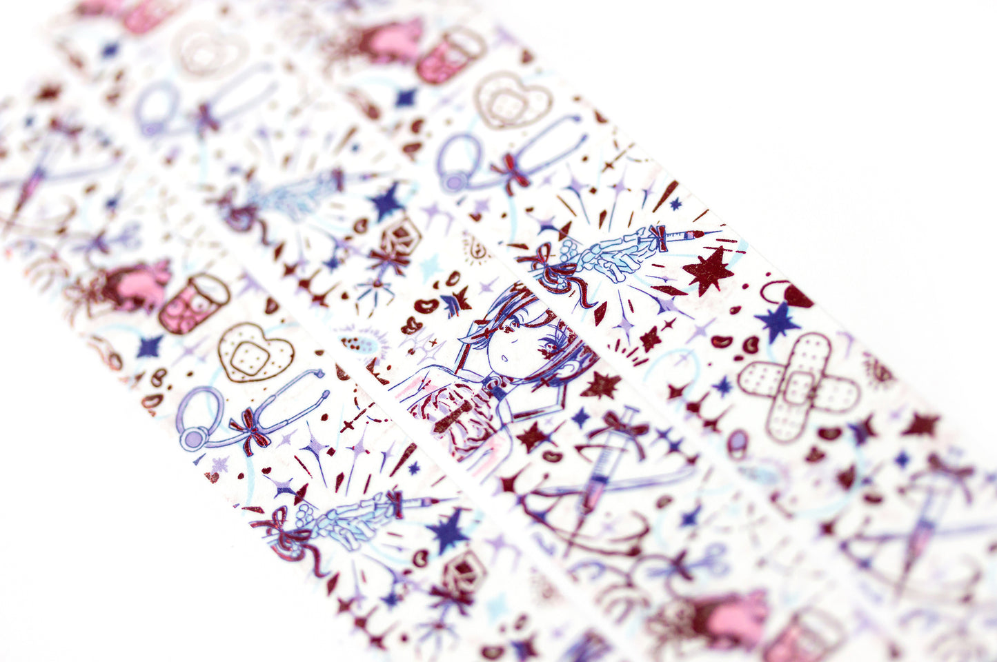 Creepy Cute Medical Imagery Aesthetic Red Foil Washi Decorative Tape by MILQ