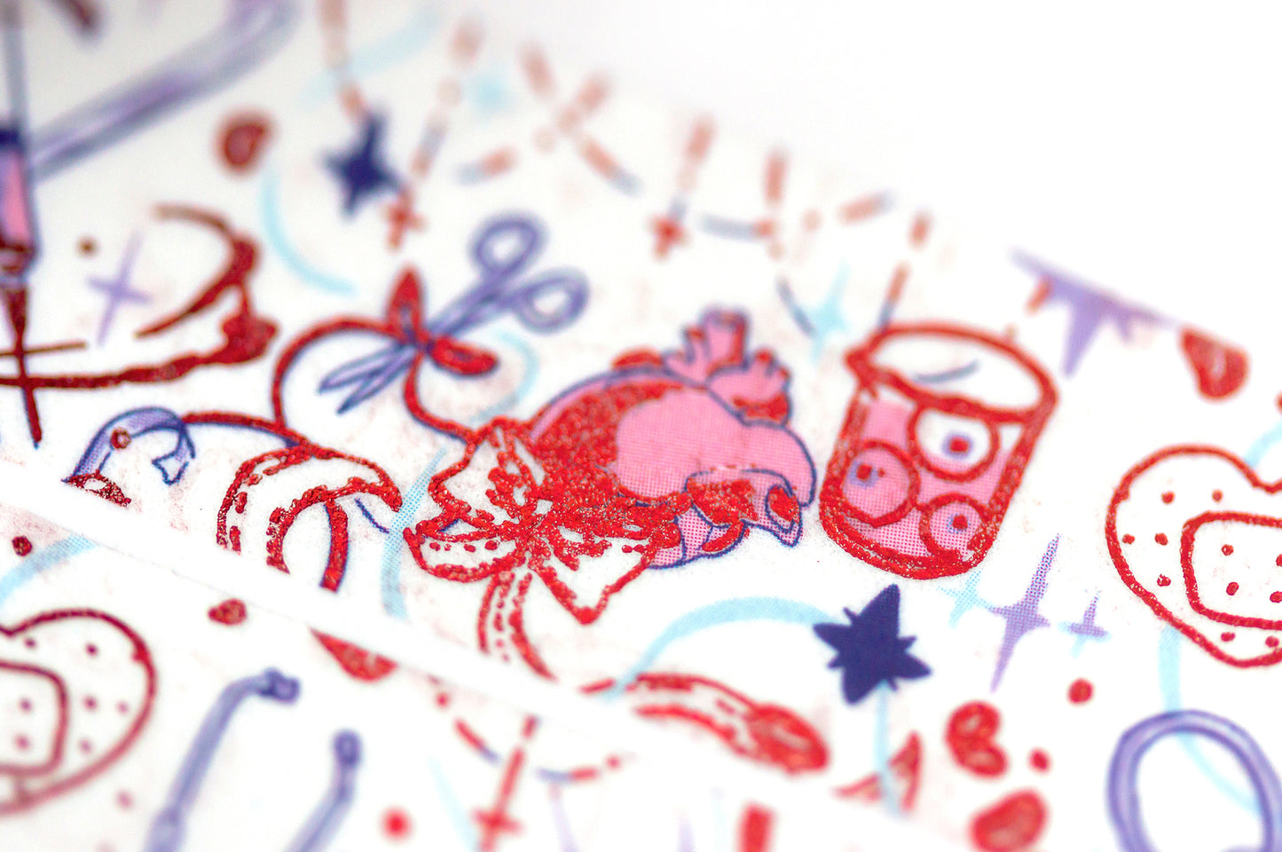 Creepy Cute Medical Imagery Aesthetic Red Foil Washi Decorative Tape by MILQ