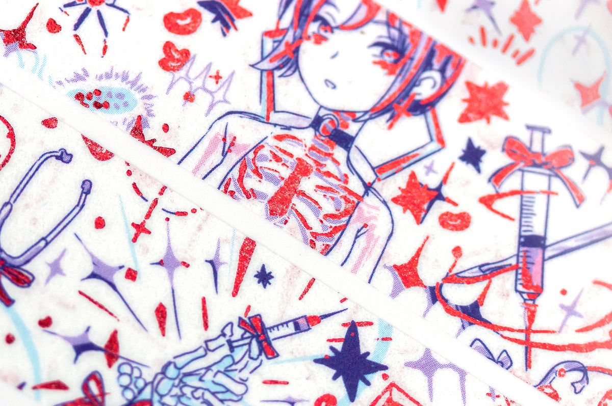 Creepy Cute Medical Imagery Aesthetic Red Foil Washi Decorative Tape by MILQ