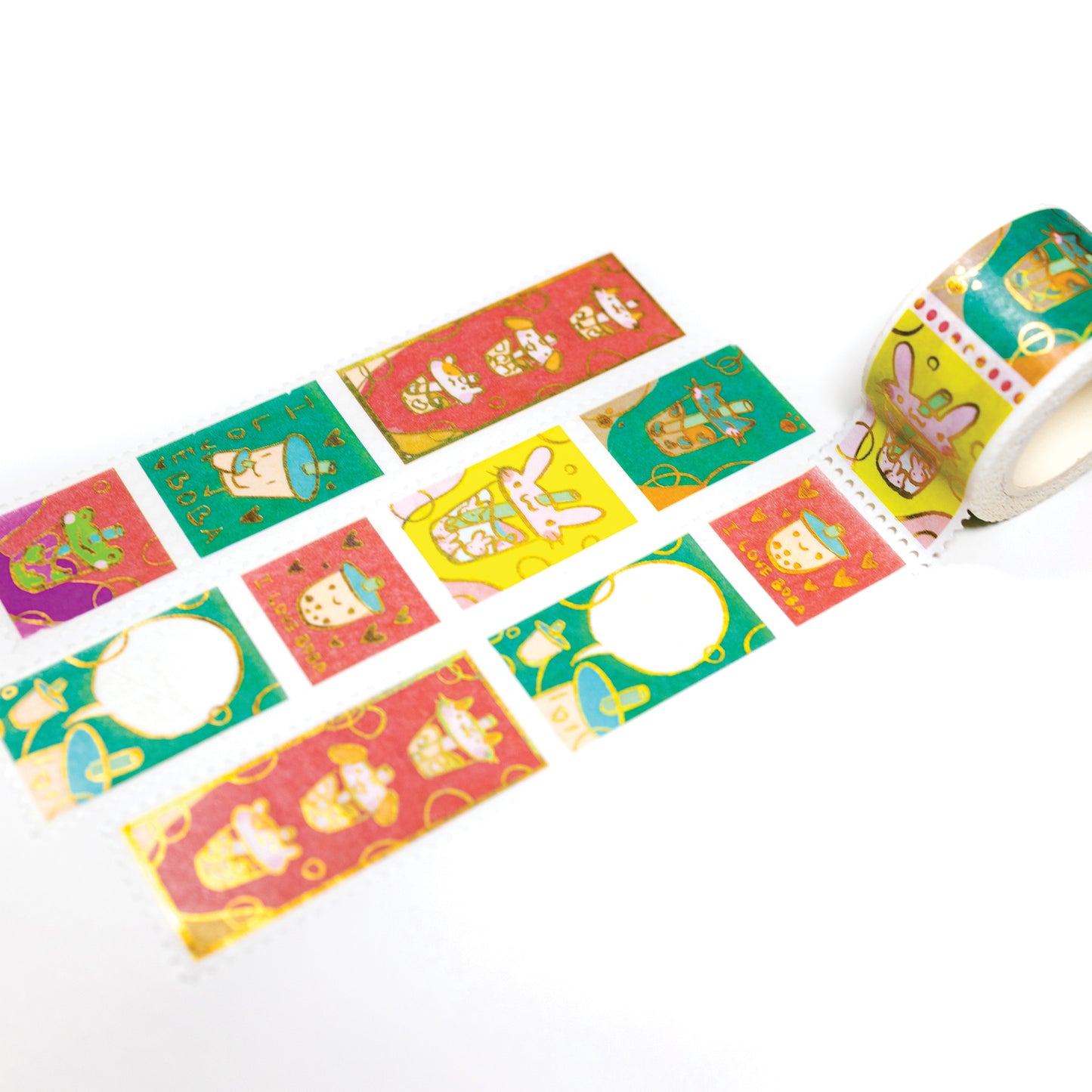 Boba animals cute gold foil clear washi decorative tape by MILQ