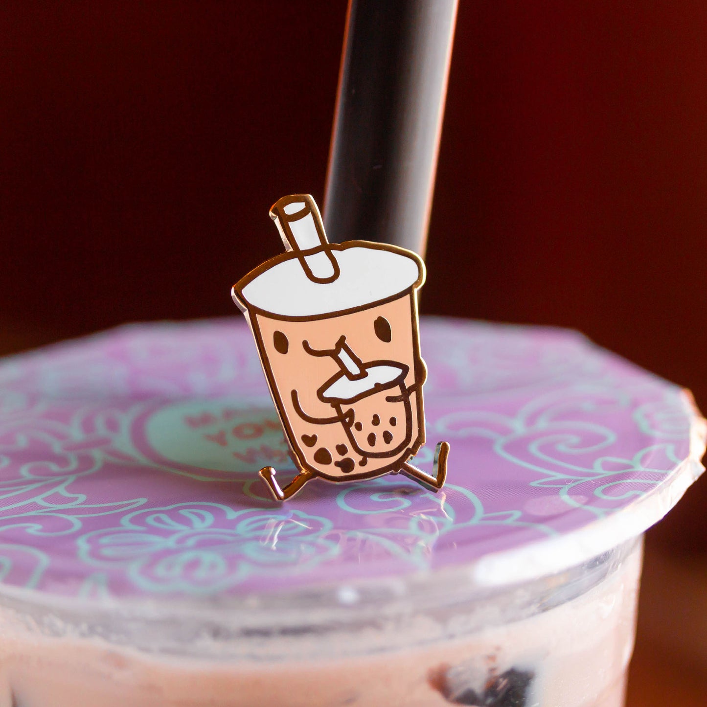 Cup of boba tea drinking a cup of boba tea.
