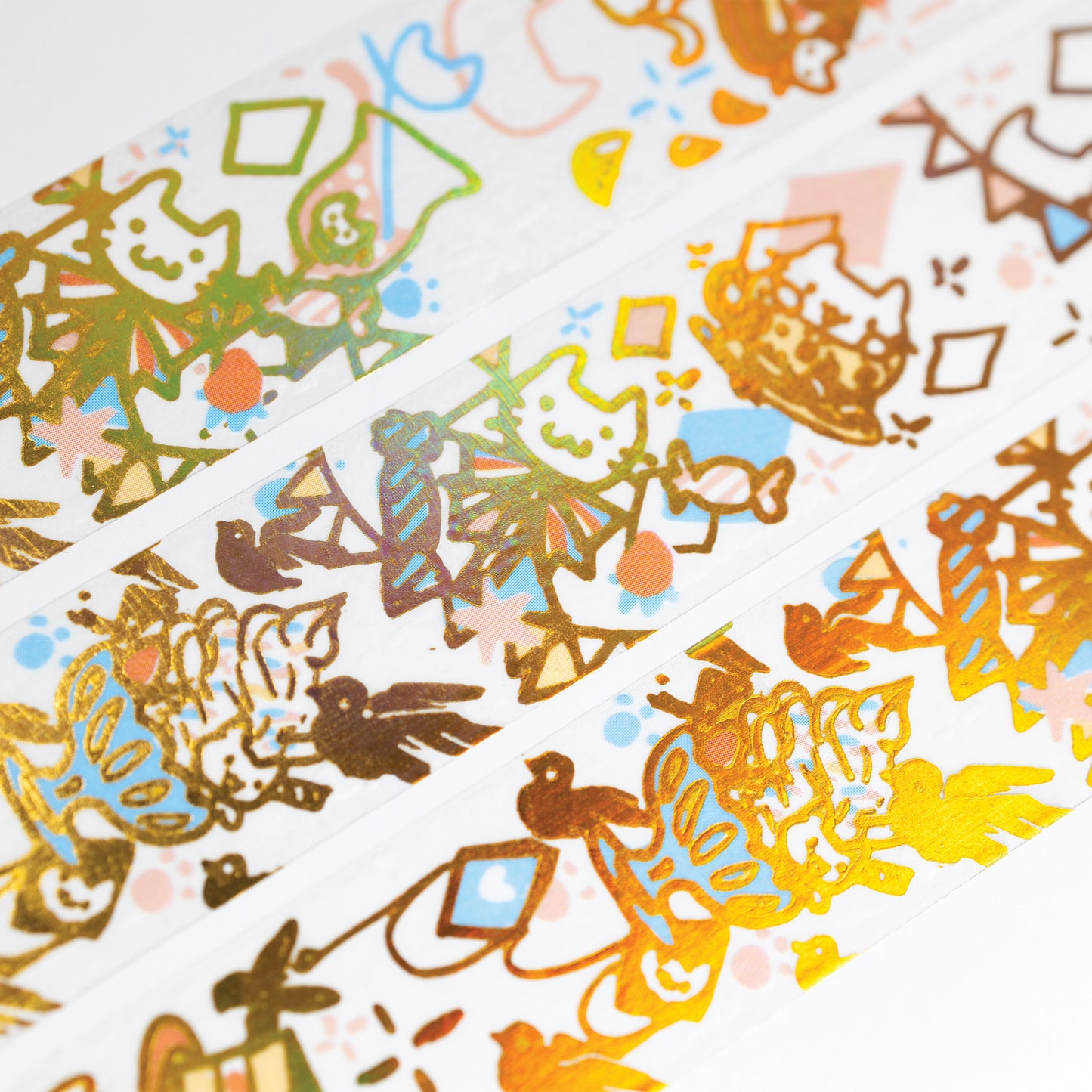 Cat cafe dessert gold foil clear washi decorative tape by MILQ