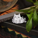 Classy White Plant Cat Cute Enamel Pin by MILQ