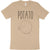 Tan tshirt with potato holding a cup of coffee and text "potato" in black.